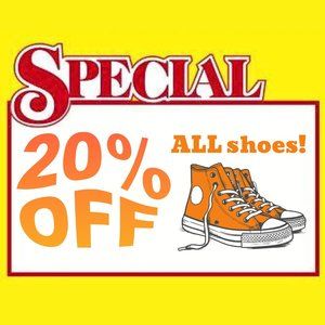 SALE!!!! Buy any pair of footware in February for 20% off!!!